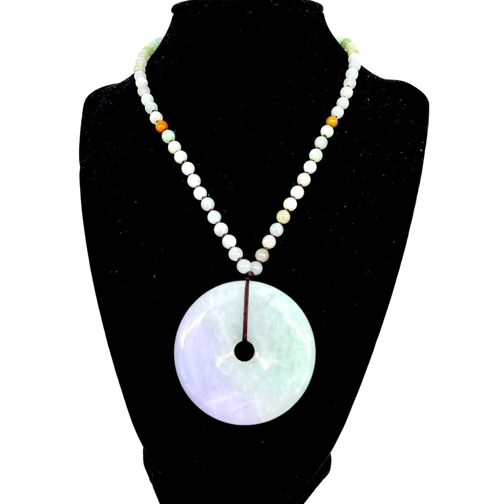 Lucky Jade Round Chunky Pendant Necklace